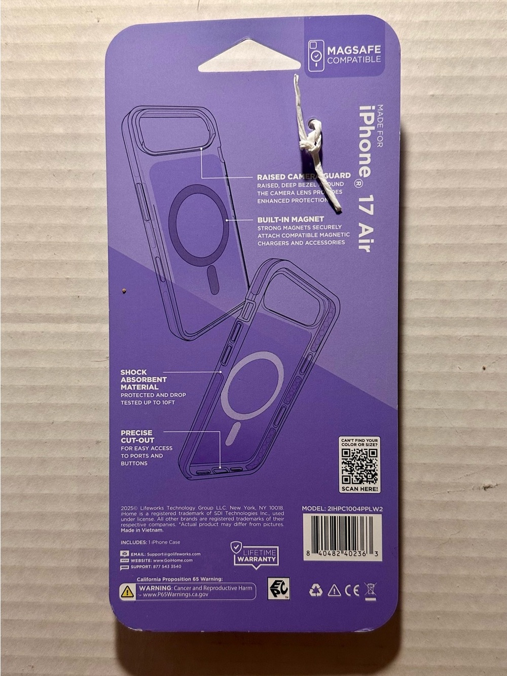 iHome Velo MagSafe Compatible Case for iPhone 17 Air - Purple - Picture 7 of 7